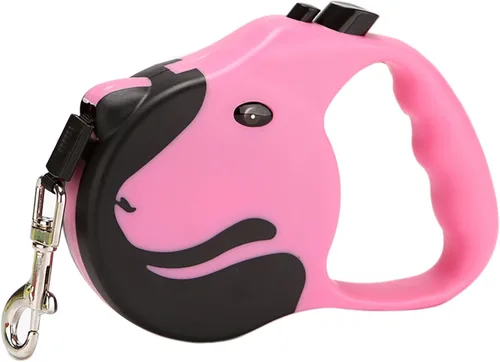 Vista 5 de Correa retráctil para perro, cuerda automática azul de 16 pies con interruptor y mango antideslizante para pasear a un perro (azul)
