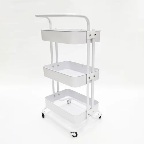 Vista 6 de FixtureDisplays® Carrito rodante de 3 niveles para el hogar y el negocio Suministros de artesanía de almacenamiento Organización Carrito con ruedas