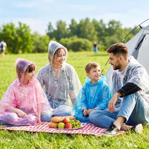 Vista 7 de Cididu Paquete de 20 ponchos de lluvia desechables para adultos, impermeables de emergencia de plástico transparente con capucha, ponchos de lluvia