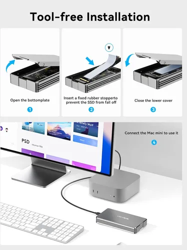 Vista 8 de ACASIS Carcasa SSD NVMe M.2 de 40 Gbps, instalación sin herramientas, carcasa NVMe para M1/M2/Pro/Max, compatible con USB4/3.2/3.1/3.0/2.0