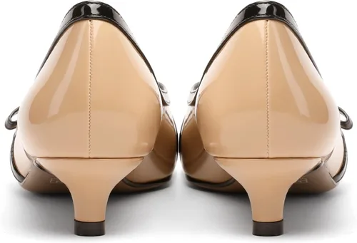 Vista 6 de AUMOTED Zapatos de tacón para mujer con punta puntiaguda, para citas, zapatos de vestir de oficina, sin cordones, con lazos casuales, tacón sólido