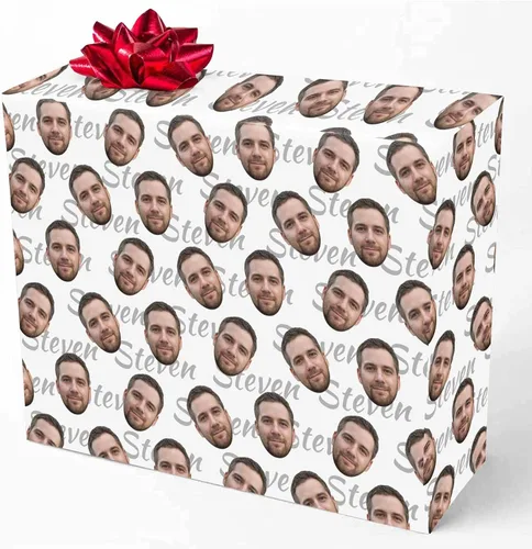 Vista 25 de M YESCUSTOM Papel de regalo con fotos personalizadas, papel de regalo para el Día de la Madre, Día del Padre, cumpleaños, Navidad