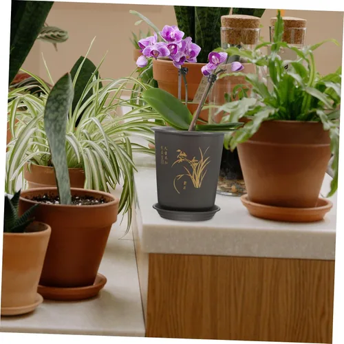 Vista 4 de 3 Sets Orchid Planter Pots with Tray, Plastic Planters for Home Decor