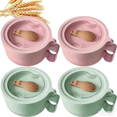 Vista 7 de Tazas para sopa de microondas con tapas, tazón de ramen para microondas de 28.7oz con tapa, diseño mejorado de agarre fácil para llevar contigo