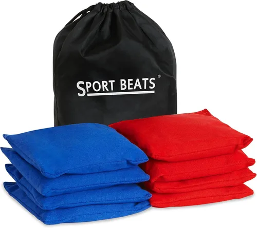 Vista 15 de SPORT BEATS Juego de 8 Bolsas de Cornhole de Peso y Tamaño Reglamentario Incluye Estuche de Transporte Negro y naranja