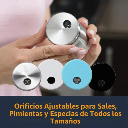 Vista 4 de Juego de saleros y pimenteros con agujeros ajustables para verter - negro