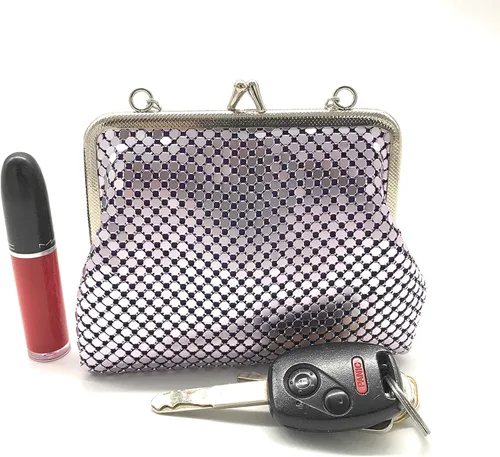 Vista 3 de XXX-Small Embrague de malla metálica de las mujeres bolso de mano correa llevar para fiesta cóctel baile de graduación boda banquete