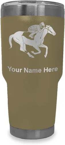 Vista 11 de LaserGram Vaso aislado al vacío de 20 onzas, carreras de caballos, grabado personalizado incluido (negro)