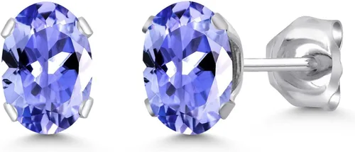 Vista 35 de Gem Stone King Oval Stud Earrings For Women Men 925 Sterling Silver Oval 6X4MM Gemstone Birthstone Fine Jewelry for Her Him Mom Dad Wife