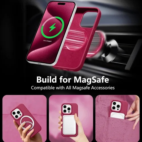Vista 211 de Funda magnética de silicona para iPhone 13 Pro, color blanco antiguo [Compatible con Magsafe] [Forro de microfibra suave antiarañazos], funda