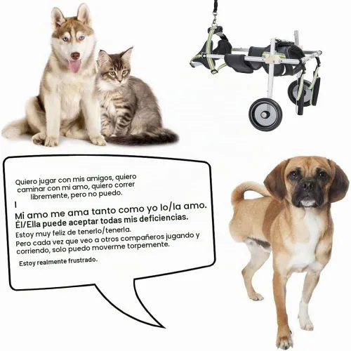 Vista 4 de Wheels Silla de ruedas para perro, silla de ruedas para patas traseras, carrito ajustable para perro, sillas de ruedas para mascotas/perros