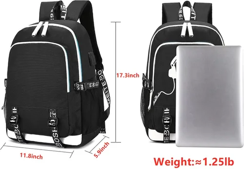 Vista 3 de Mochila unisex Cristiano Ronaldo con cremallera multifunción CR7, mochila ligera USB para la escuela, Style 6