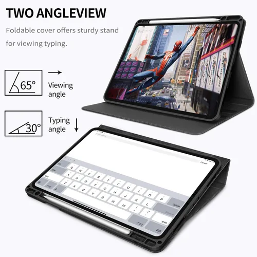 Vista 6 de H HOLIMET Funda para iPad Pro de 11 pulgadas 2022 4ª/3ª/2ª/1ª Generación 2021/2020/2018 con soporte para lápiz, cuero PU protector con bolsillo