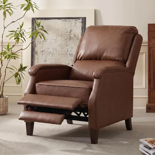 Vista 13 de VKNOW Silla reclinable de piel sintética con respaldo ajustable, color Marrón (Chestnut Brown)
