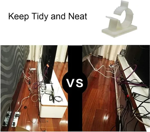 Vista 3 de Clips ajustables para cables autoadhesivos, organizador de cables, abrazaderas de alambre adhesivas, color blanco, paquete de 25