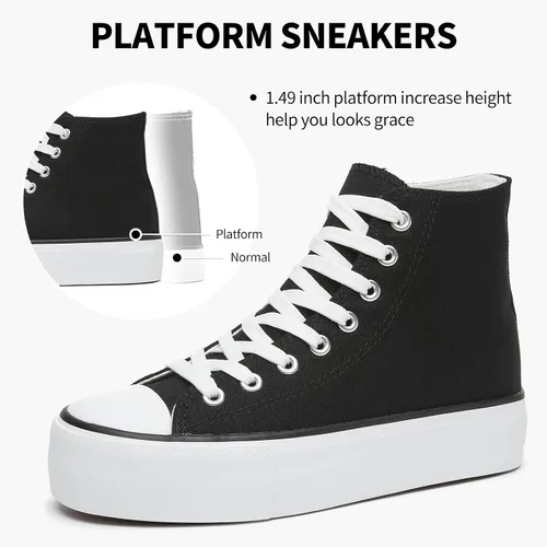 Vista 2 de Zapatos deportivos de plataforma blanca para mujer, zapatos de lona de moda para mujer