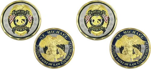 Vista 7 de Moneda de desafío de oficiales de policía de San Miguel, patrón de las monedas de oración de la aplicación de la ley