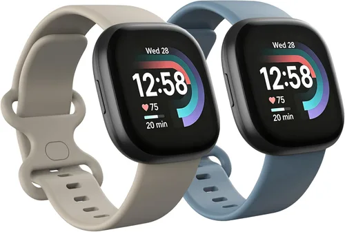 Vista 19 de Paquete de 2 bandas impermeables compatibles con Fitbit Versa 3/Fitbit Versa 4/Fitbit Sense/Sense 2, pulseras deportivas clásicas de repuesto suaves