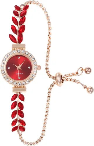 Vista 10 de ADSBIAOYE Reloj de pulsera floral simple de moda para mujer, reloj de lujo ligero de cuarzo con diamantes Dorado