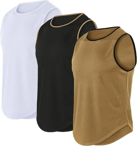 Vista 4 de Camiseta sin mangas para hombre, de secado rápido, para gimnasio, ligera, transpirable, para entrenamiento, fisicoculturismo, fitness