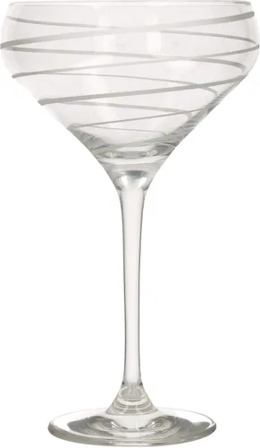 Vista 4 de Mikasa Platillos de champán Cheers, copas de champán retro de cristal, diseño plateado, 13.5 fl oz, juego de 4