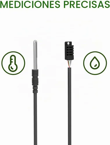 Vista 3 de Controlador de temperatura y humedad de doble sonda, sensores independientes para control preciso de temperatura y humedad, compatible