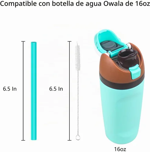 Vista 2 de Pajitas de repuesto compatibles con botella de agua de acero inoxidable aislada FreeSip de 16 onzas Owala, con 1 cepillo (6 colores para 16 onzas)