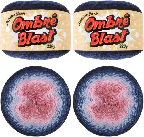 Vista 23 de JubileeYarn - Hilo Ombré Blast (7.76 oz/torta de algodón para bebé, 1 torta)