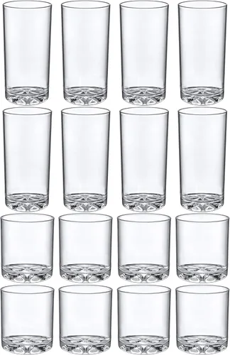 Vista 5 de Amazing Abby - Liberty - Vasos de plástico de 12 onzas y 16 onzas (juego de 16), vasos de plástico para beber, vasos de plástico reutilizables