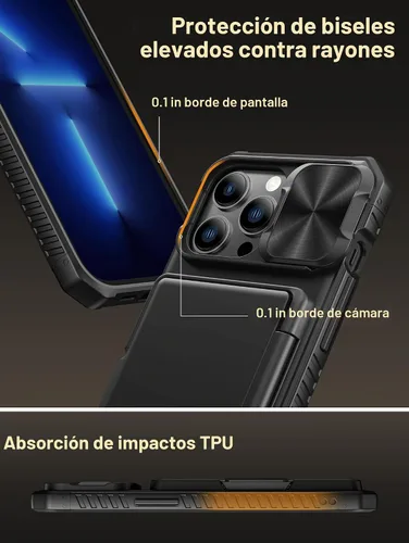Vista 6 de Vihibii Funda tipo cartera para iPhone 13 Pro con tarjetero