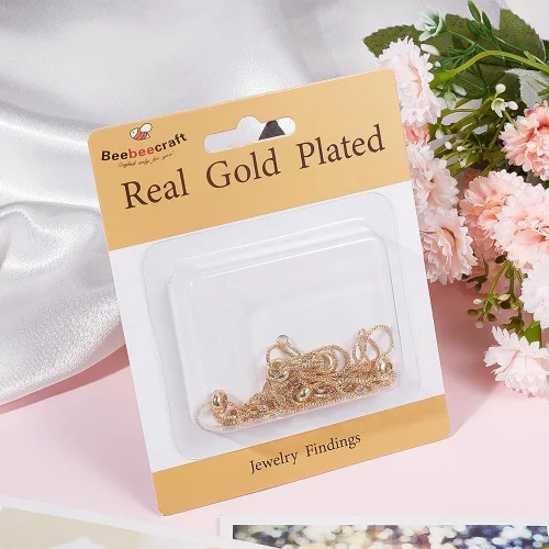 Vista 6 de Beebeecraft 1 caja de 6 pulseras deslizantes ajustables chapadas en oro de 18 quilates con circonita cúbica italiana con cuentas de bola italiana