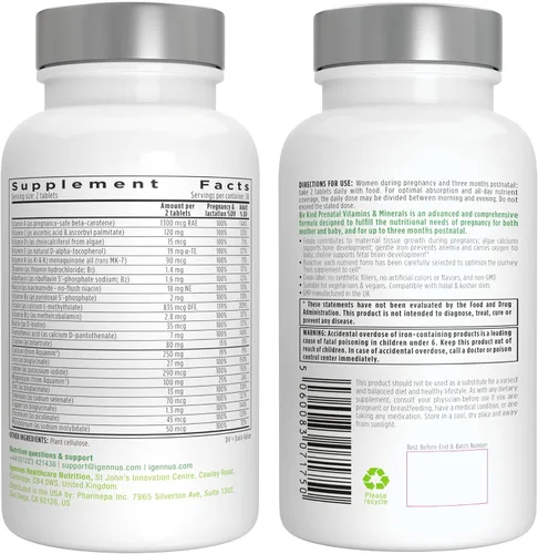 Vista 8 de Igennus Multivitamínico prenatal metilado para mujeres, folato para MTHFR, alta absorción, puro y limpio, hierro suave, colina, calcio y magnesio