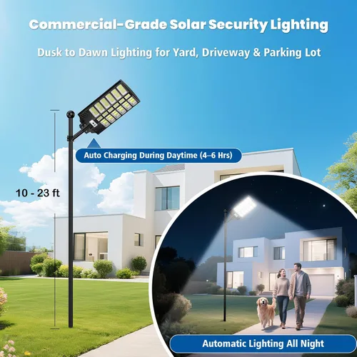 Vista 3 de prenda impermeable al aire libre solar grande de las luces de calle 9000W para el estacionamiento, yarda Super Bright, 936 LEDs, Radar Motion