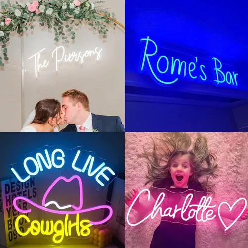 Vista 10 de Letrero de neón personalizado para boda, Binager personalizable con nombre de neón, decoración de letrero de luz regulable/RGB, personalizado