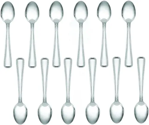 Vista 6 de TrueCraftware - Juego de 12 cucharas de caldo de acero inoxidable Jewel - Juego de cubiertos de acero inoxidable para el hogar y restaurante