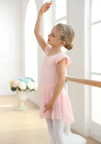 Vista 8 de MdnMd Leotardos de ballet para niñas pequeñas con falda, vestidos de bailarina, trajes de tutú
