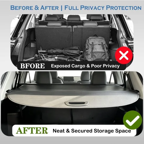 Vista 7 de cubierta retráctil para baúl trasero compatible con Nissan Rogue SV S SL 2014-2019 2020, protector de seguridad, pantalla de sombra, cubierta