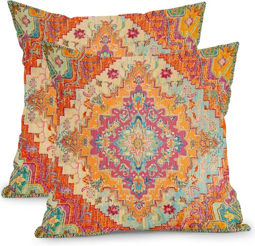 Vista 28 de Fundas de cojín decorativas primavera-verano 40x40 cm, juego de 2 fundas de cojín verdes con flores botánicas, fundas de cojín decorativas para Aqua