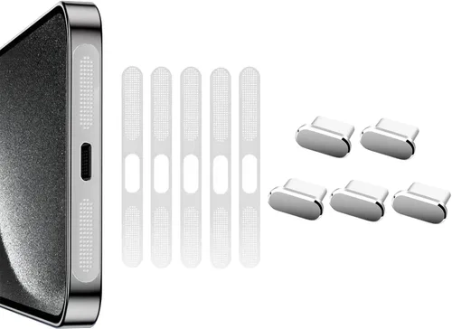 Vista 16 de para iPhone 16 Pro Max Auricular Parlante Malla Anti Polvo Adhesiva Cubierta - 5 PIEZAS / Negro