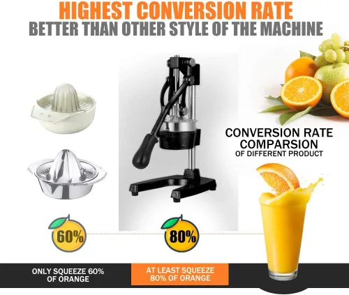 Vista 3 de Prensa Manual de Mano de Hierro Fundido Comercial de Servicio Pesado Naranja Cítricos Limón Lima Toronja Granada Exprimidor de Jugo de Fruta