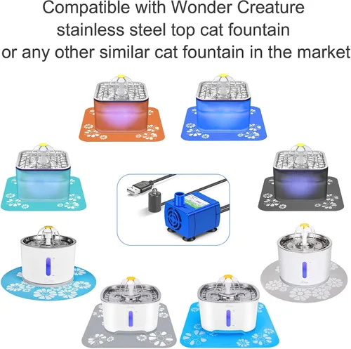 Vista 2 de Wonder Creature Bomba de fuente de agua para gatos, bomba de repuesto para fuente de agua redonda, cúbica y de cristal, bomba de fuente para mascotas