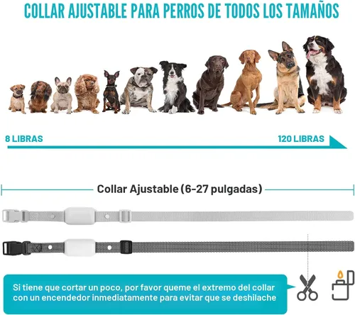 Vista 5 de Bousnic Collar de choque para perros 2 perros, (8-120 libras), collar eléctrico impermeable recargable con control remoto para perros pequeños, Gris