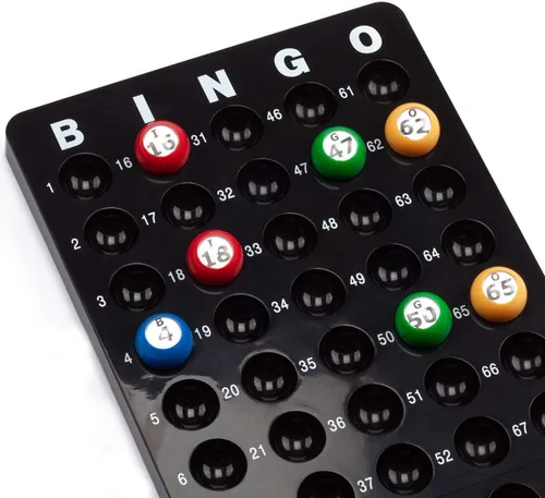 Vista 5 de GSE Games & Sports Expert Tablero maestro de bingo para bolas de 7/8 pulgadas, tablero de llamadas de bingo negro para fiestas, grupos grandes