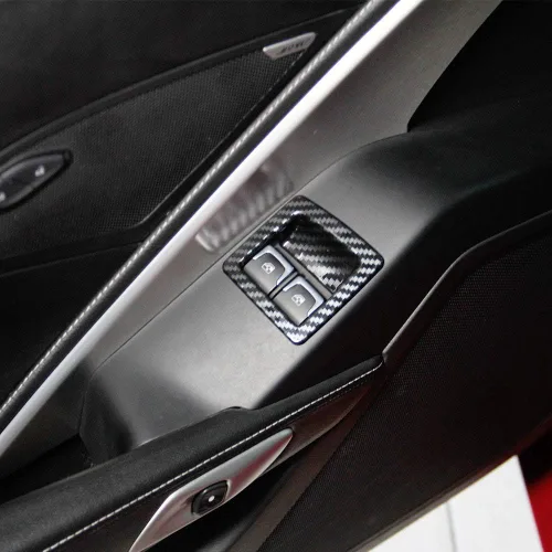 Vista 7 de Interruptor de elevación de ventana de puerta de fibra de carbono cubierta moldura accesorios para 2014 2015 2016 2017 2018 Chevrolet Corvette C7