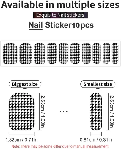 Vista 4 de Calcomanías de arte para uñas, diseño de uñas de primavera 3D, autoadhesivas para manicura de uñas, pata de gallo en blanco y negro, decoración