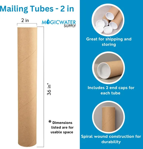 Vista 2 de MagicWater Supply Tubo de correo – 2 pulgadas x 36 pulgadas – Kraft – Paquete de 4 – para envío y almacenamiento de carteles, artes, manualidades