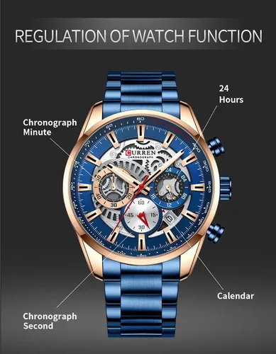 Vista 7 de FANMIS Reloj de pulsera de cuarzo analógico de acero inoxidable impermeable para hombre
