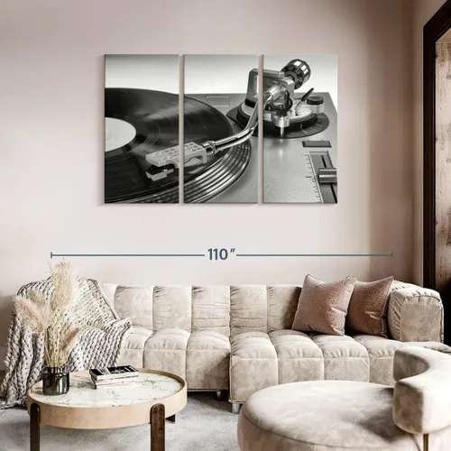 Vista 30 de Elephant Stock BW - Reproductor de discos de vinilo para pared, lienzo horizontal, decoración de pared de sala de estar de 3 piezas, impresión
