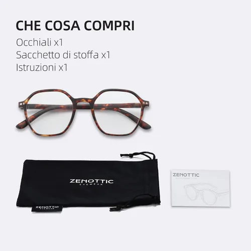 Vista 7 de ZENOTTIC Gafas de lectura con luz azul para mujeres/hombres, marco hexagonal, bisagras de resorte, lentes de computadora antirreflejos de moda