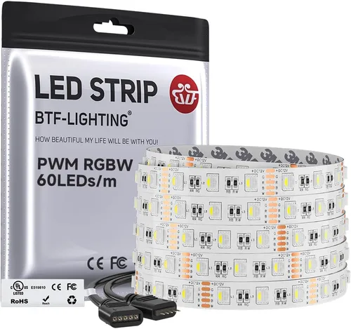 Vista 15 de BTF-LIGHTING 5050 RGBW RGB+Blanco Cálido(2700K-3000K) 4 colores en 1 tira de luz LED DC12V 5m 16.4 pies 60LED/m Multicolor IP30 Blanca 12mm PCB